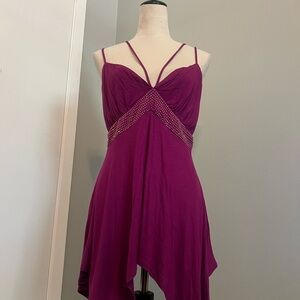 VENUS Asymmetrical Purple Dress with Strappy Neckline